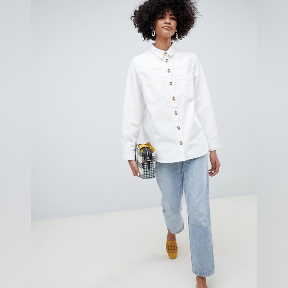 ASOS Western Style Off White Denim Shacket 6